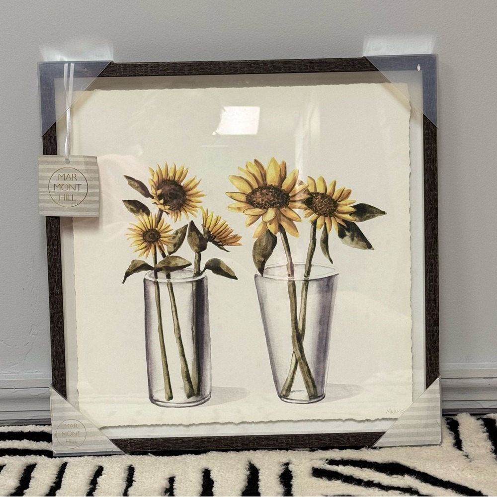 Sunflower Wall Art by Marmont Hill in Black Frame, NWT
